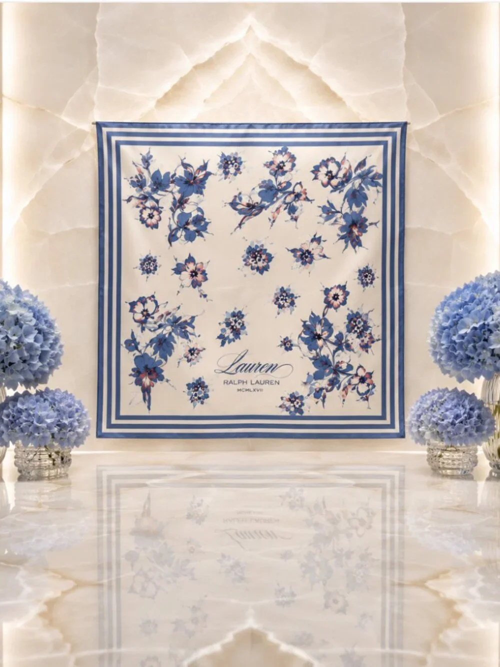 Lauren Ralph Lauren Floral Square Scarf (Cream)